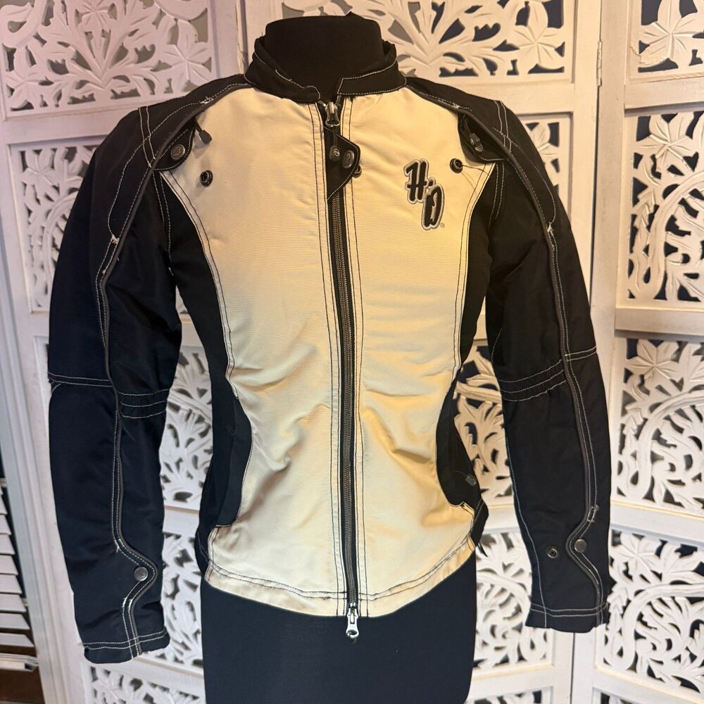 Harley Davidson Biker Jacket Extra Small Very Good Condition Black/White Woman